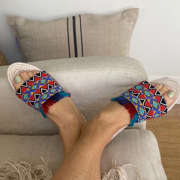Free People BNWT laidback London embellished tribal Coachella sandal 🌈 Love❤️‼️ - Picture 2 of 10
